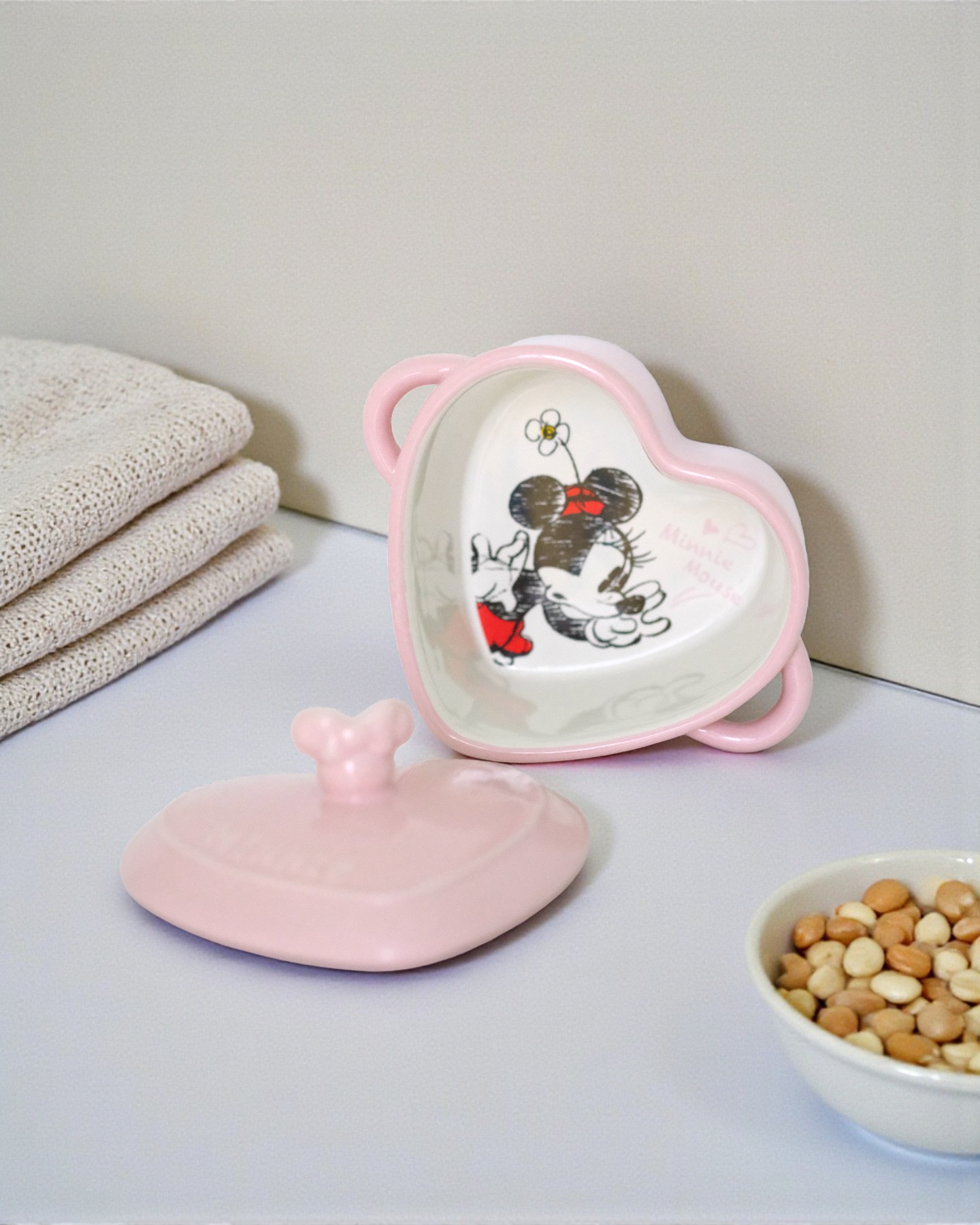 Set Hủ Có Nắp Mickey & Minnie Trái TIm 