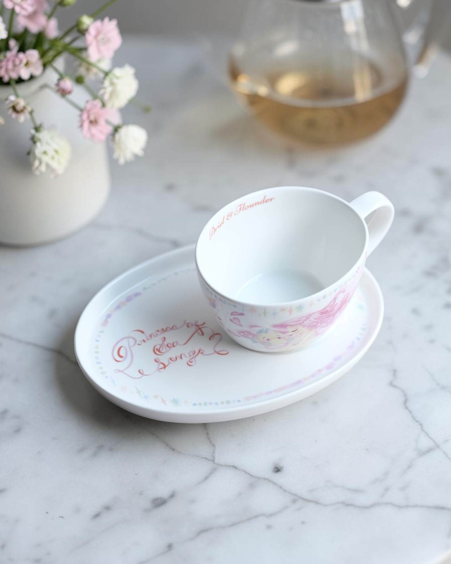 Set tách & dĩa lót ovan Ariel màu nước JP