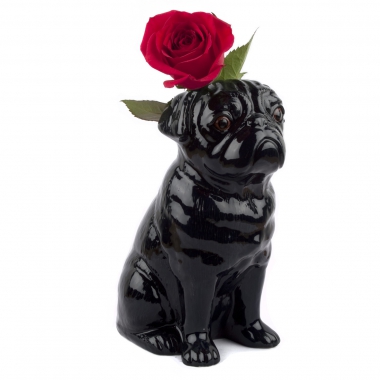 Bình hoa Chó Pug đen 