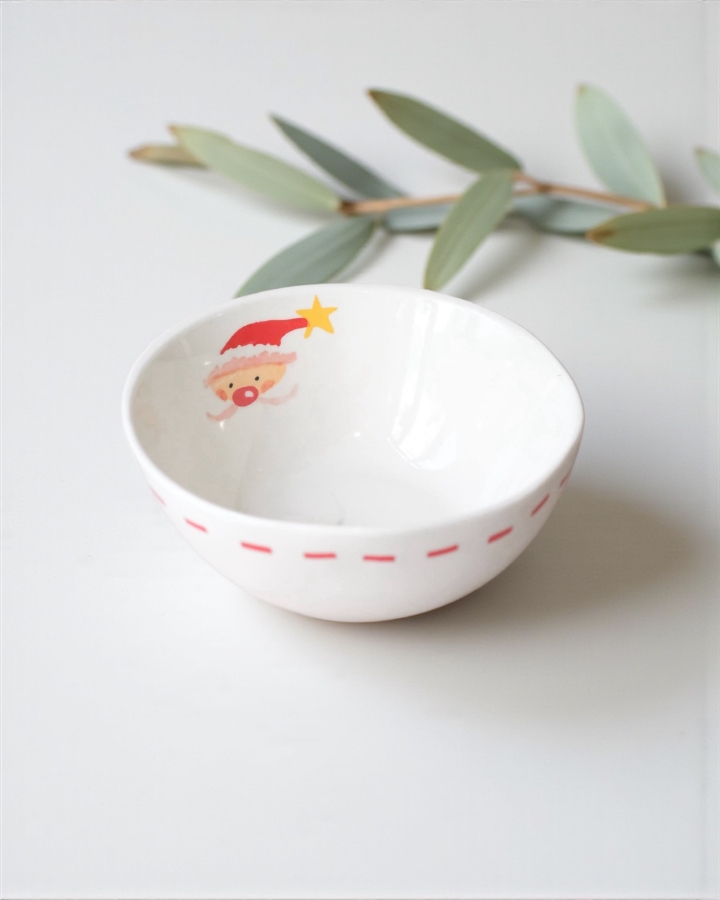 Tô Xmas Trắng Viền Đỏ Lòng Santa Mũ Ngôi Sao