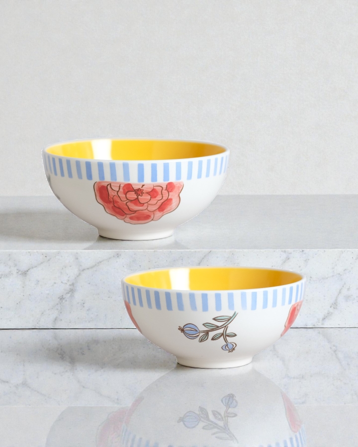 Tô Hoa Hồng Và Oliu Sọc Dọc Hoạ Tiết Bắc Âu Scandinavian 