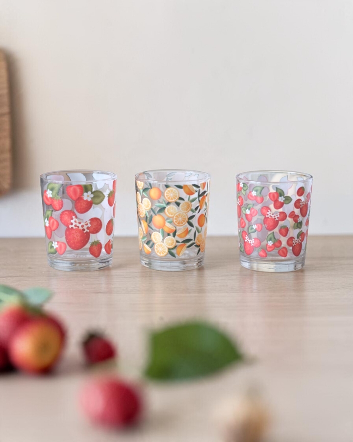 Set 3 ly thuỷ tinh Mickey trái cây nhiệt đới