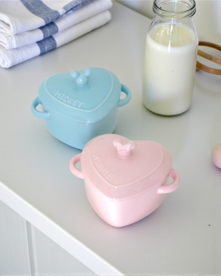 Set Hủ Có Nắp Mickey & Minnie Trái TIm 