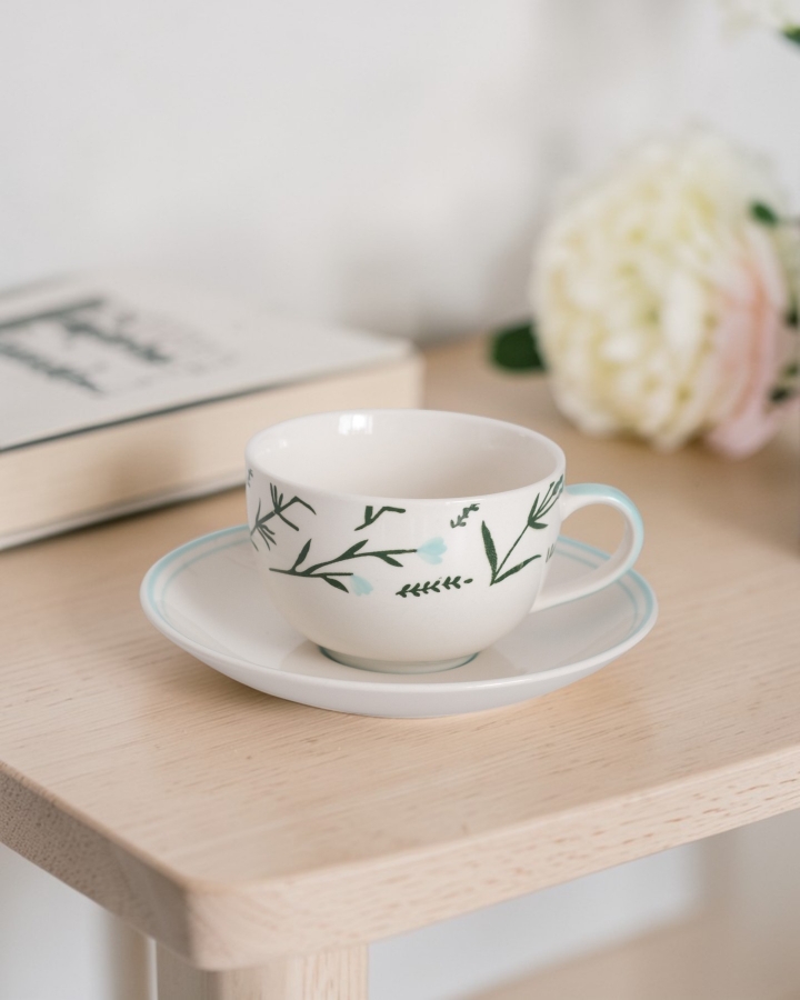 Tách Trà Hoa Lá Xanh Ngọc