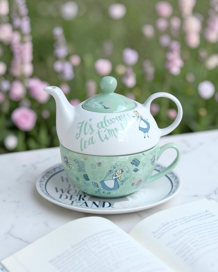 Ấm Trà Một Người Alice Xanh Mint Pastel