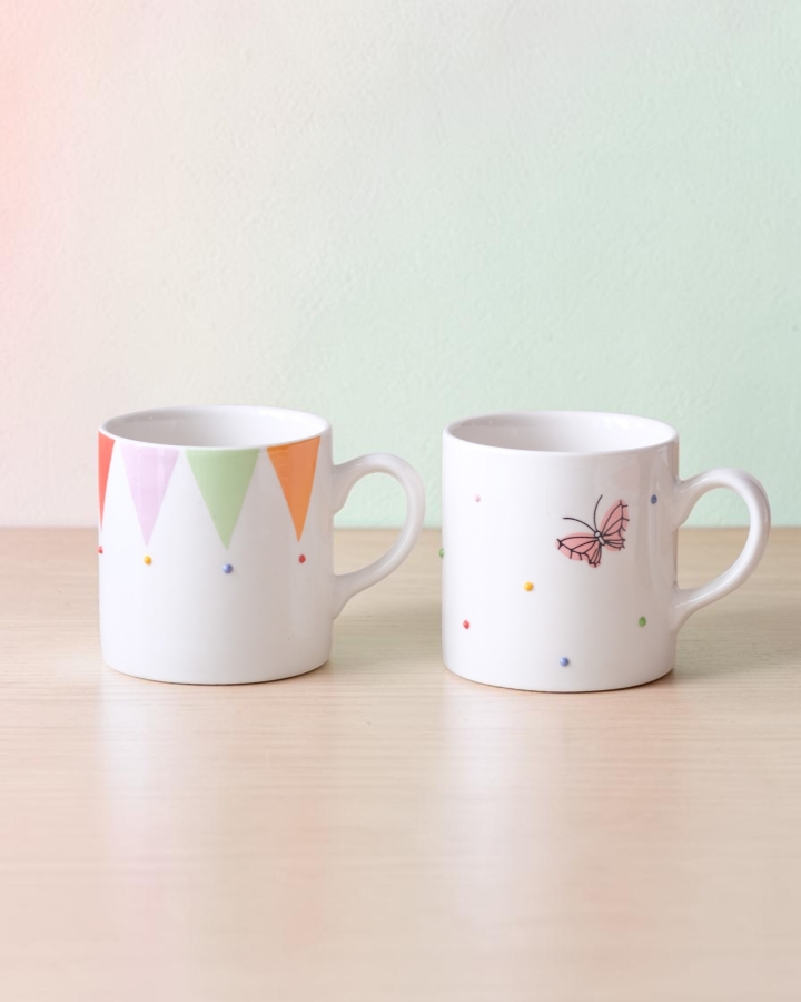Set 2 ly Chấm Bi màu sắc đắp nổi 