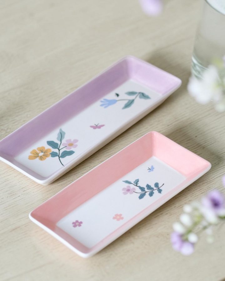 Set 2 Dĩa  khay hoa tím pastel 2026