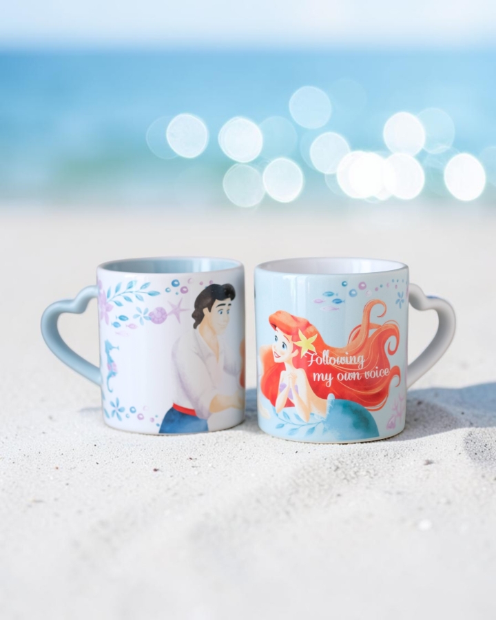Ly Cặp Tiên Cá & Hoàng Tử Quai Trái Tim 2 Tone Màu