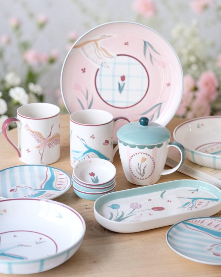 Set Hạc & Tulip vẽ tay 12 món